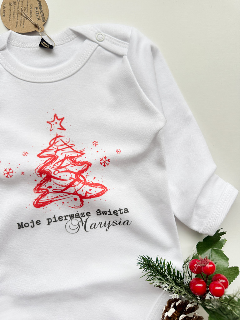 Body świąteczne z nadrukiem Choinka