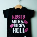 Bluzka/body czarne KISSES, MILK & ROCK'N ROLL