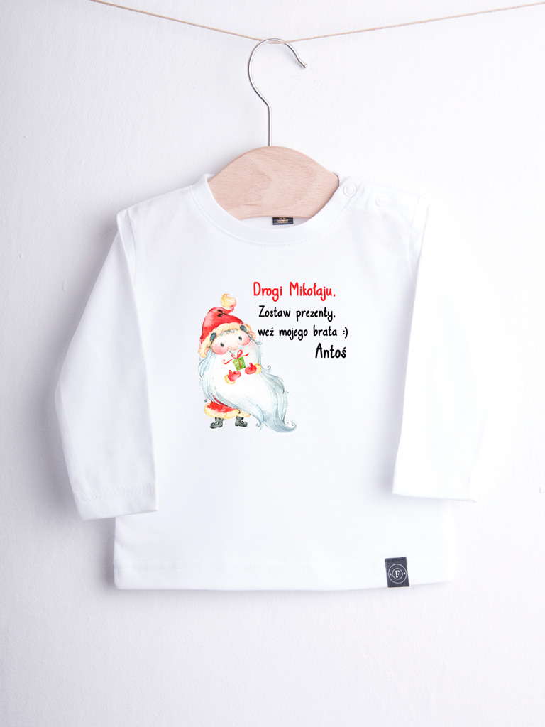 Koszulka świąteczna z nadrukiem Drogi Mikołaju
