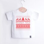 Białą świąteczna koszulka/body z nadrukiem sweterka