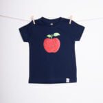 Koszulka granatowa z krótkim rękawem jabłko rozmiar 104