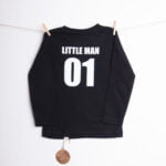Koszulka czarna z długim rękawem  Z nadrukiem na plecach Little man 01 rozmiar 92