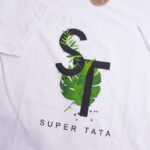 Koszulka męska biała slim w rozmiarze L z nadrukiem Super Tata