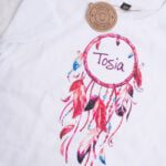 Koszulka biała z krótkim rękawem rozmiar 134 łapacz snów z imieniem Tosia