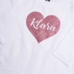 Koszulka z długim rękawem rozmiar 68 serce z imieniem Klara