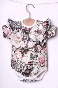 La perla Body ciemnozielony Wz\u00f3r w kwiaty Aplikacja z logo Moda Koszulki Body 