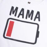 Koszulka damska biała luźna z wydłużonym tyłem bateria mama rozmiar M