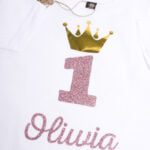 Koszulka biała z krótkim rękawem na roczek Oliwia rozmiar 86
