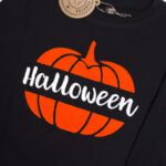 Koszulka czarna z długim rękawem dynia halloween rozmiar 92