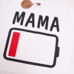 Koszulka damska biała rozmiar S Mama baterie Luźna z tyłem
