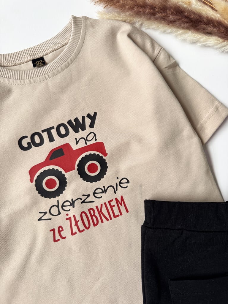 Koszulka z nadrukiem gotowy na zderzenie ze żłobkiem