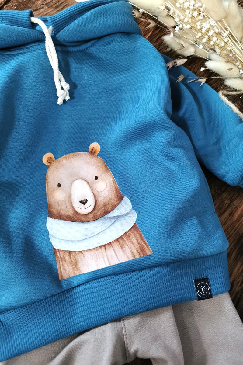 Niebieska bluza dla dzieci z zimową pandą