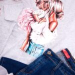 Body/koszulka dla dziewczynki z nadrukiem mamy z córeczką
