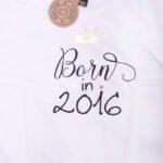 Koszulka biała z krótkim rękawem Born in 2016 rozmiar 134