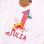Body białe z długim rękawem na urodziny z imieniem Julia rozmiar 74