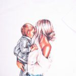 Koszulka biała damska rozmiar M fason luźny Urocza grafika dla mamy i synka