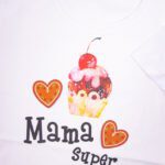 Koszulka biała damska rozmiar M fason standard Mama super Babeczka