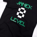 Koszulka z zielono białym nadrukiem imię + level