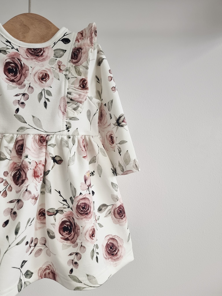 Sukienka z długim rękawem z falbankami ogród róż