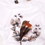 Body/koszulka dla dziecka z rudzikiem w szarych liściach