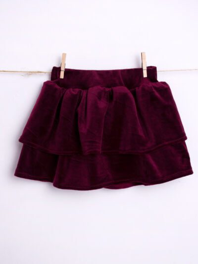 Bordowa spódniczka welurowa dla dziewczynki
