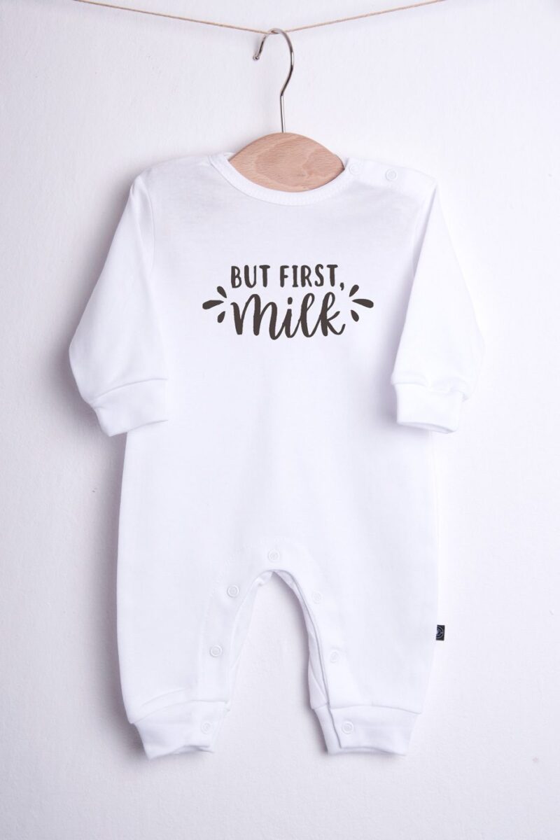 Pajac niemowlęcy but first milk - obrazek 3