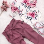 Modne spodnie dla dziewczynki koloru wrzosowego
