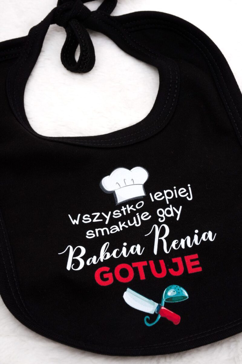 Śliniak z napisem wszystko lepiej smakuje gdy babcia/dziadek gotuje - obrazek 2