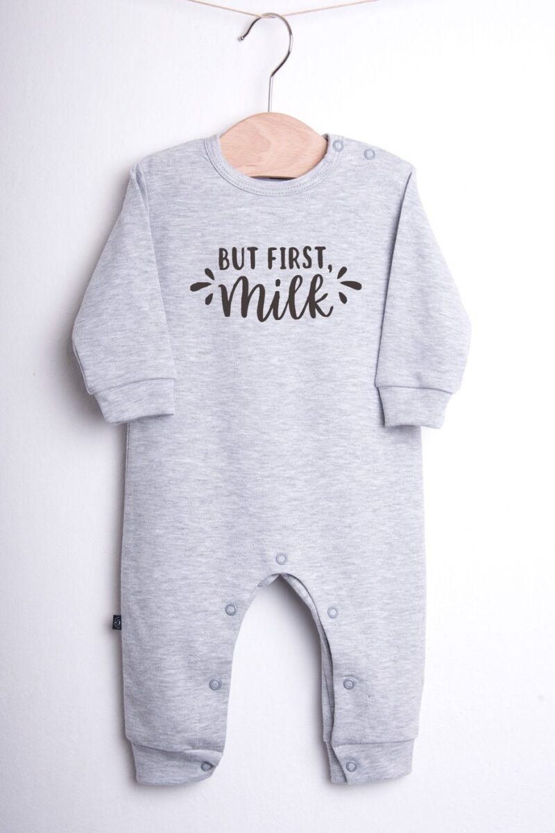Pajac niemowlęcy but first milk - obrazek 4