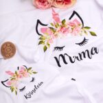 Body/koszulka z nadrukiem kwiatowego jednorożca + imię