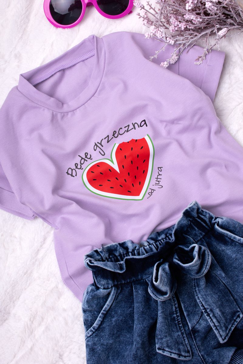 T-shirt dla dziecka z nadrukiem arbuza będę grzeczna - obrazek 2