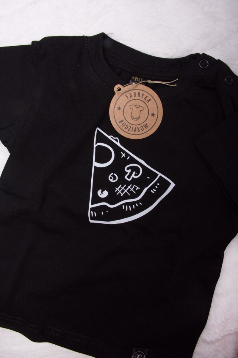 Koszulka czarna z krótkim rękawem rozmiar 80 Kawałek pizzy