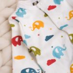 Bawełniany pajac niemowlęcy ze stópkami kolorowe słonie