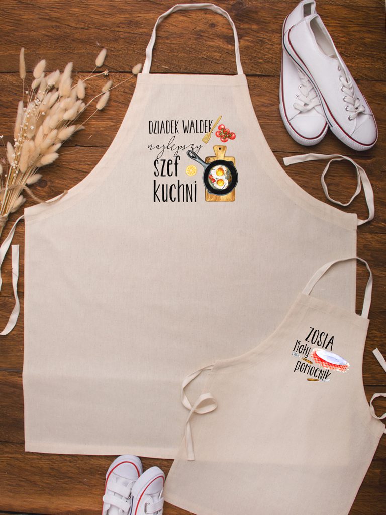 Komplet fartuchów Dziadek szef kuchni i mały pomocnik