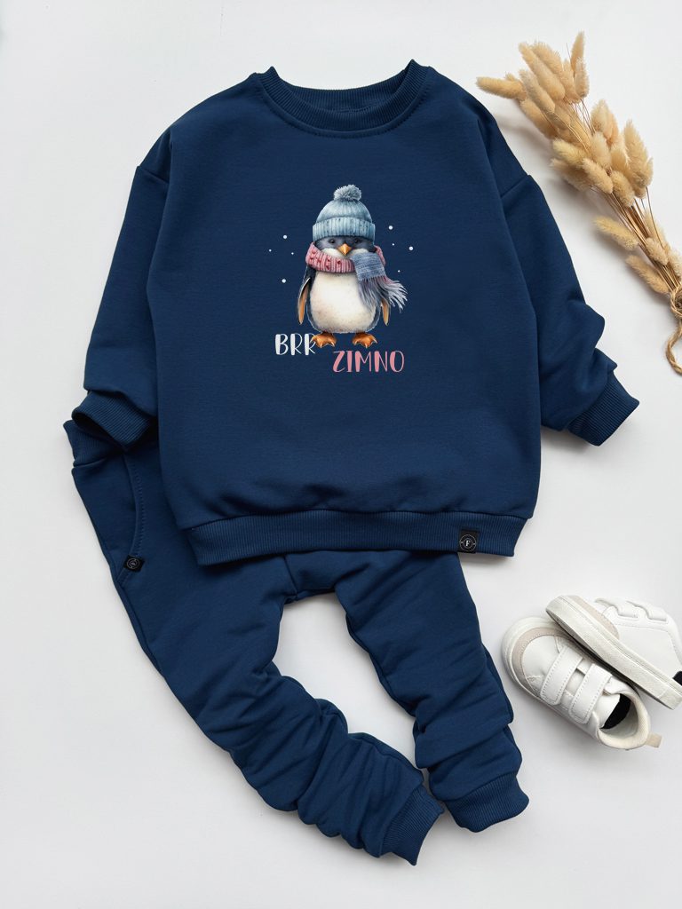 Ciemnoniebieski komplet brr zimno (bluza + spodnie)