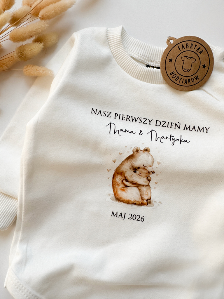 Body niemowlęce z nadrukiem misiów nasz pierwsze dzień mamy