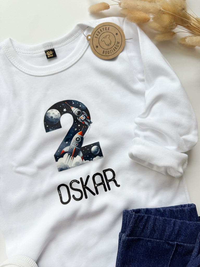 Body niemowlęce urodzinowe kosmos rakiety