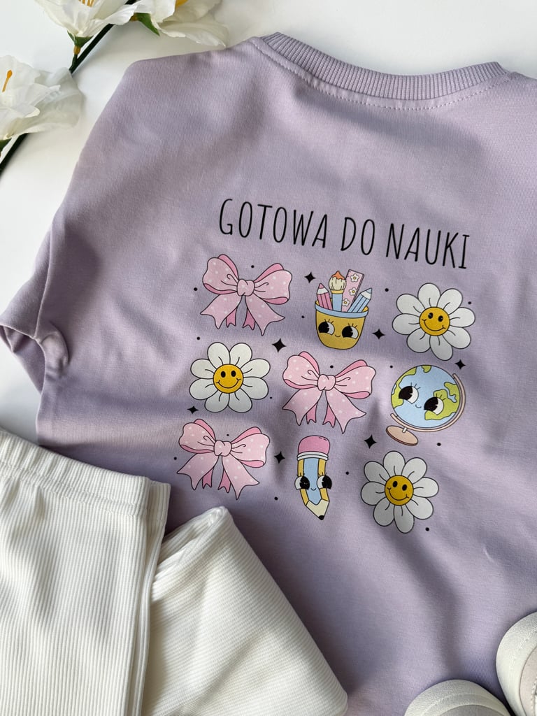 Koszulka dziecięca z nadrukiem kokardek gotowa do nauki