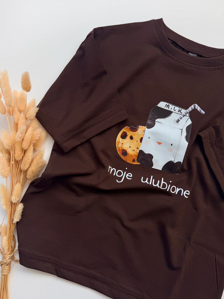 Koszulka dla dziecka z nadrukiem mleka i ciasteczka