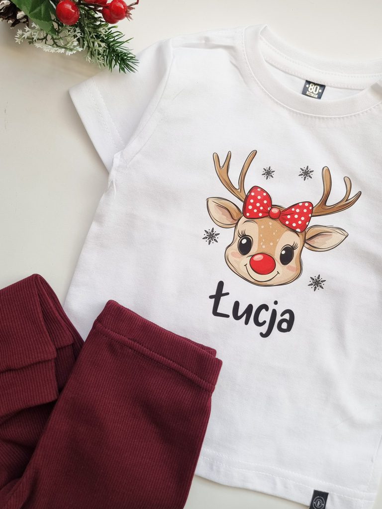 Koszulka dla dziecka z buźką renifera