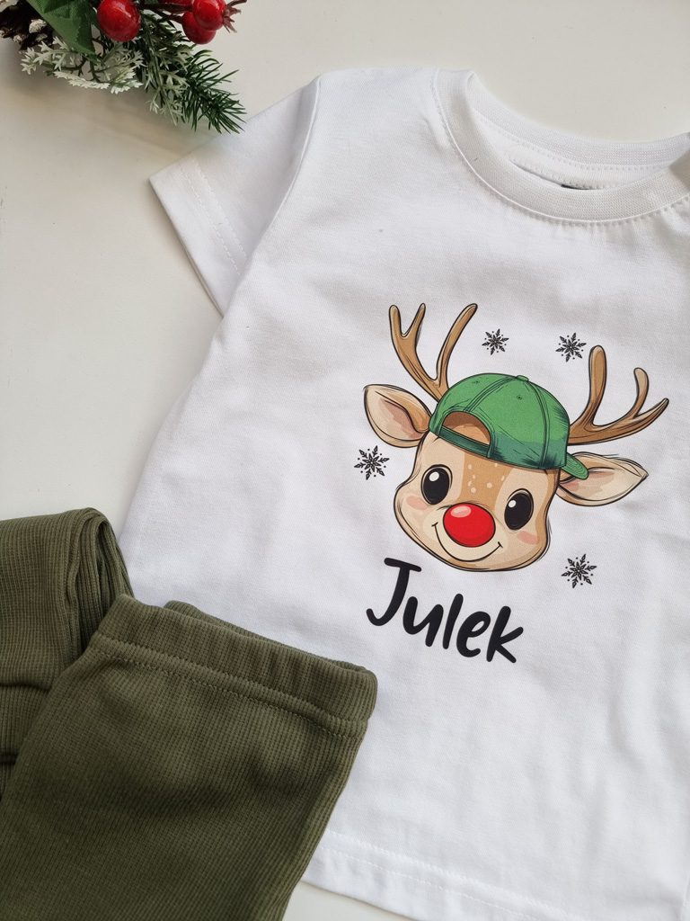 Koszulka dla dziecka z buźką renifera
