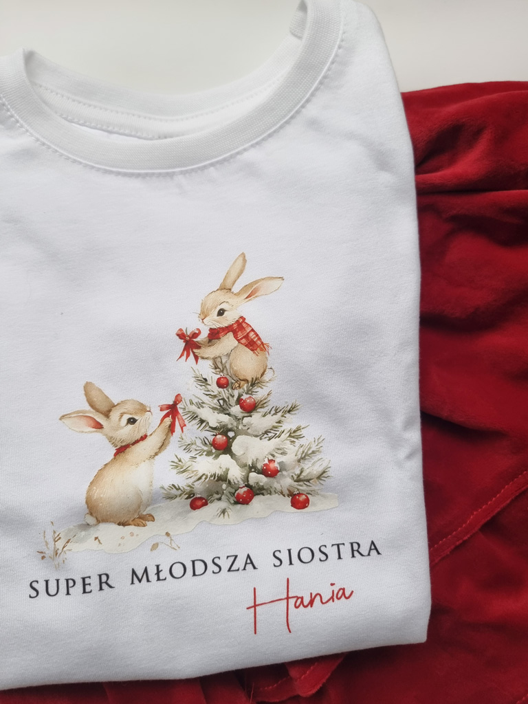 Koszulka dziecięca super młodsza siostra króliczki