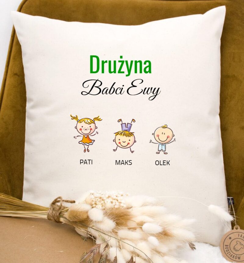 Poduszka z wnukami dla Babci / Dziadka  (Twój projekt, kreator online) - obrazek 4