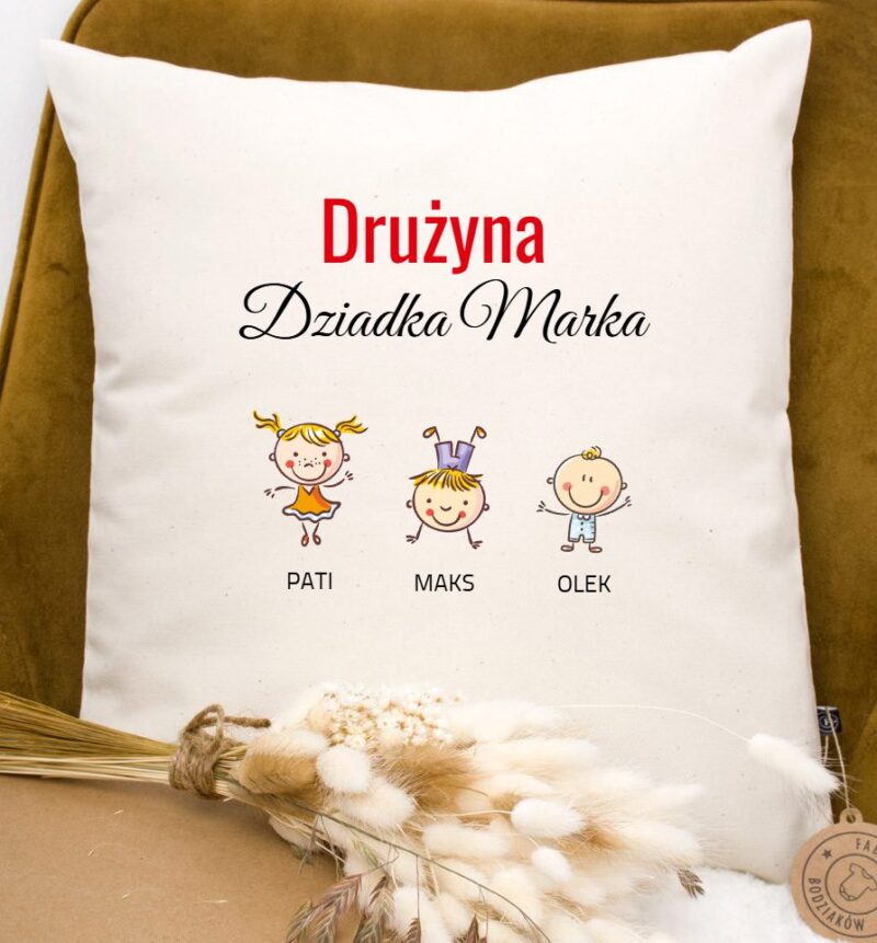 Poduszka z wnukami dla Babci / Dziadka  (Twój projekt, kreator online) - obrazek 5