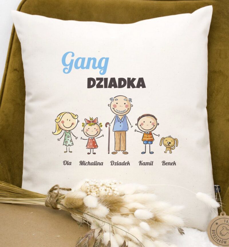 Poduszka z wnukami dla Babci / Dziadka  (Twój projekt, kreator online) - obrazek 3