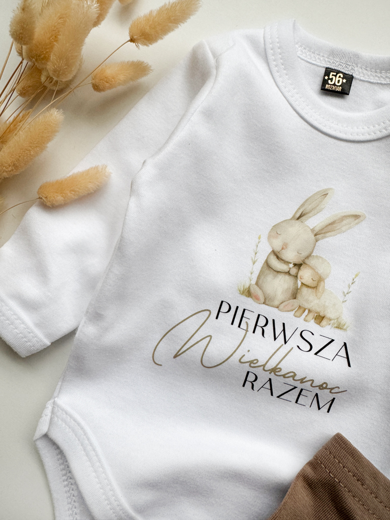 Body dla niemowlaka pierwsza Wielkanoc razem króliczek z barankiem