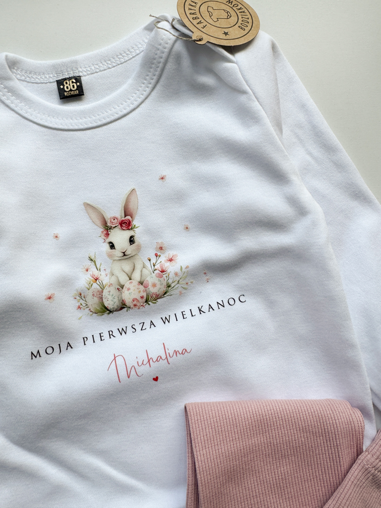 Body dla niemowlaka zajączek w wianku moja pierwsza Wielkanoc