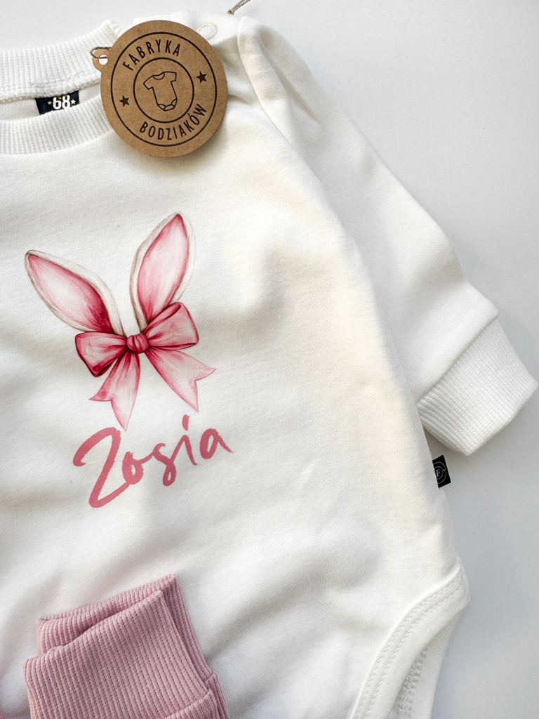 Body dla niemowlaka uszy zajączka z kokardą