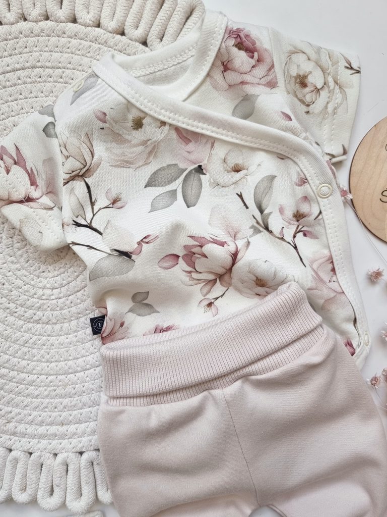 Body kopertowe niemowlęce krótki rękaw pastelowy bukiet - obrazek 3
