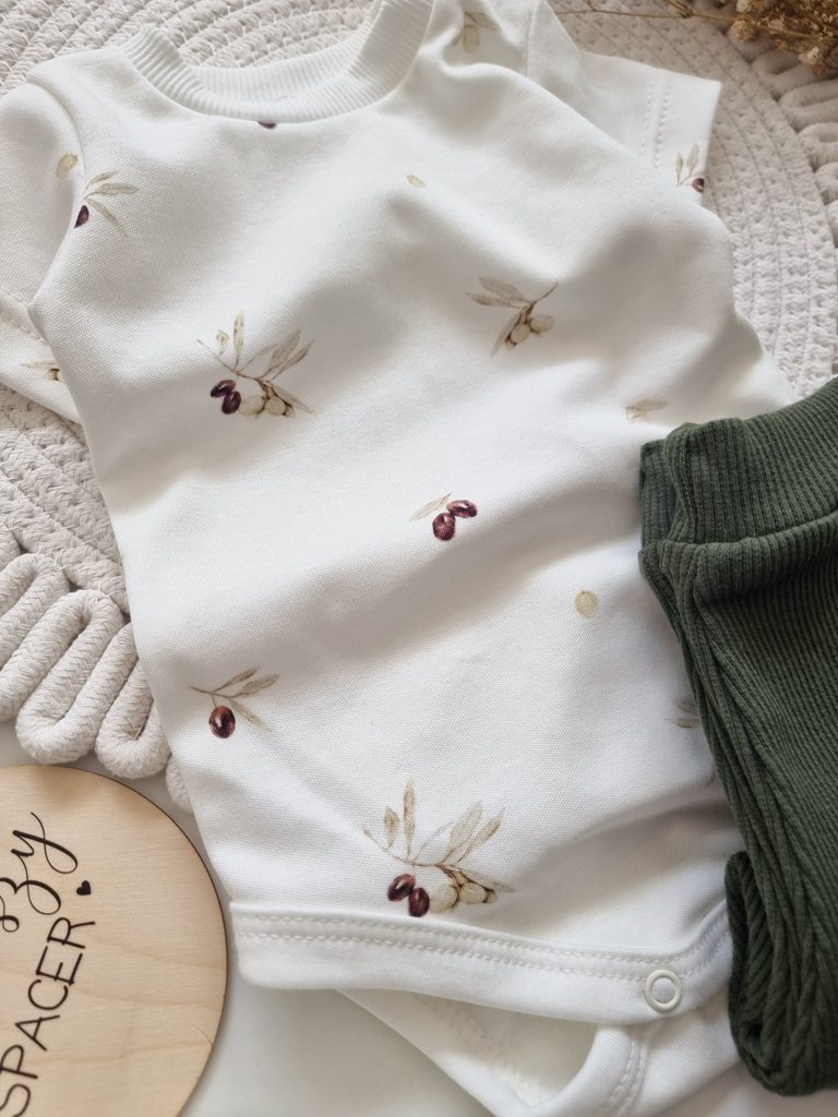 Body niemowlęce z krótkim rękawem oliwki - obrazek 4